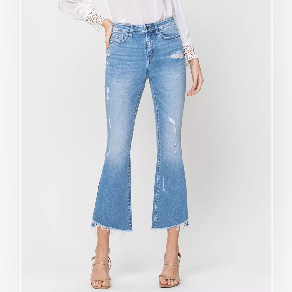 Flying Monkey Light Blue Distressed Flare Jeans
